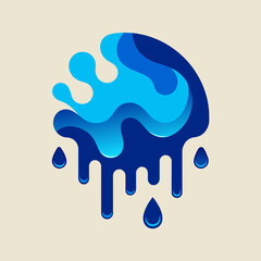 Creative Cool Water Shape: Minimalist Melting Brand Sign Theme for Print on Demand Design
