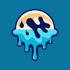 Creative Cool Water Shape: Minimalist Melting Brand Sign Theme for Print on Demand Design