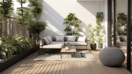 Naklejka premium Minimalist Urban Garden Create a sunroom as a minimalist urban garden