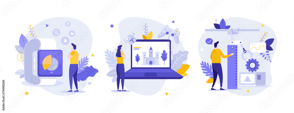 Poster set of business characters concepts