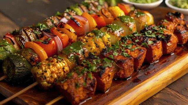 Vibrant and aromatic this platter features an array of vegetables coated in a rich blend of tandoori es grilled to perfection.