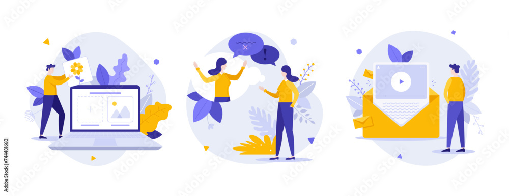 Poster set of business characters concepts