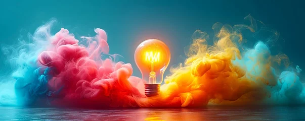 Foto op Plexiglas colorful lightbulb on white background, creative inspiration concept © apirom