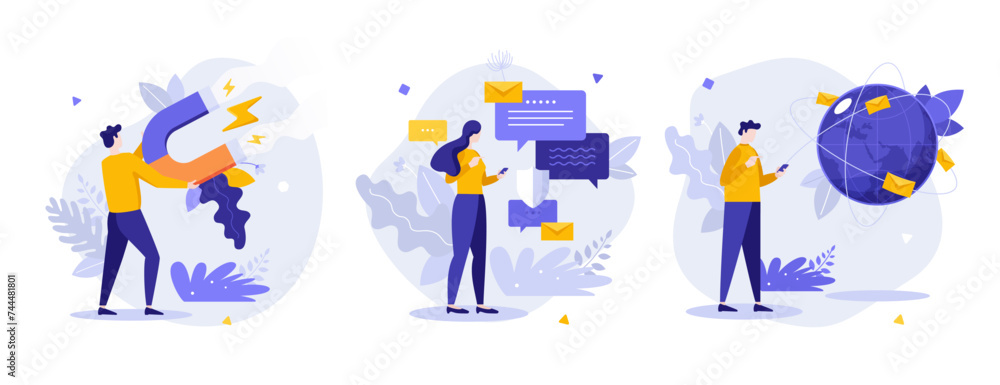Poster set of business characters concepts
