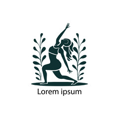 a black natural ,women yoga logo on white background