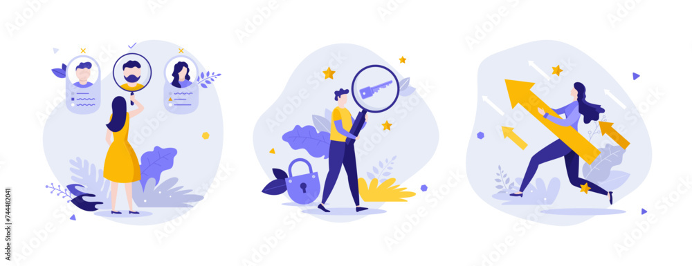 Poster set of business characters concepts