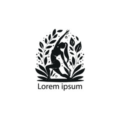 a black natural ,women yoga logo on white background