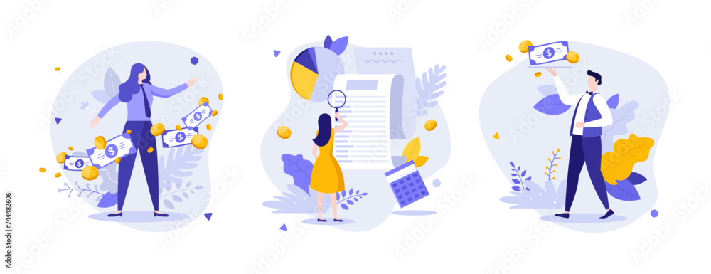 Poster set of business characters concepts