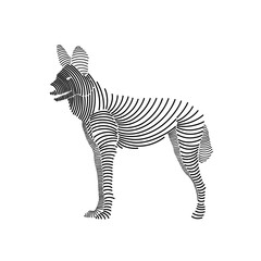 Simple line art illustration of african wild dog 3