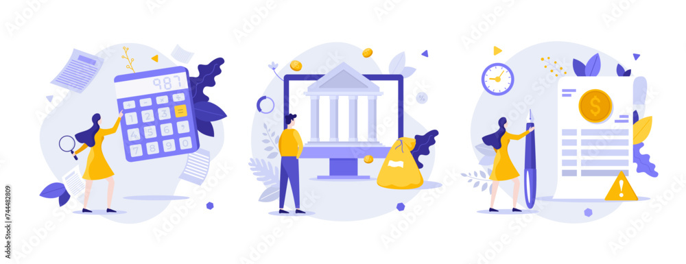 Poster set of business characters concepts