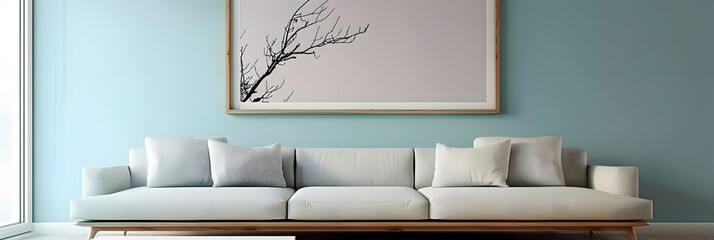 modern living room with sofa Mock up poster frame close up