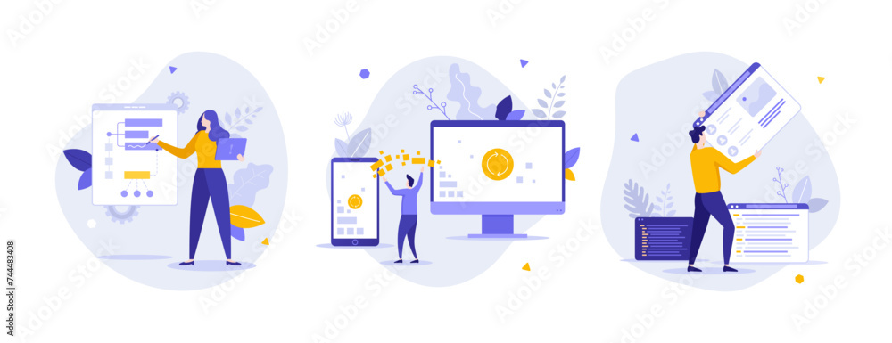 Poster set of business characters concepts