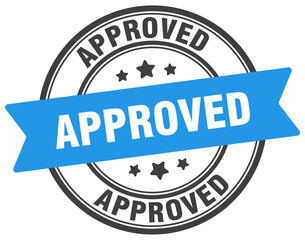 approved stamp. approved label on transparent background. round sign