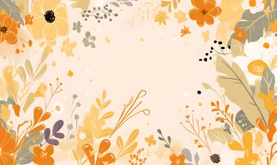 Fototapeten Hand drawn vector abstract floral background in scandinavian style. Pastel colors, Generative AI © simba kim