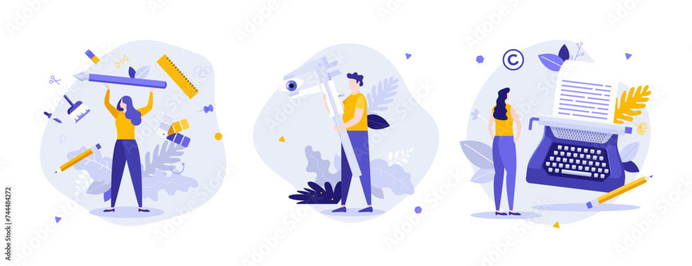 Poster set of business characters concepts