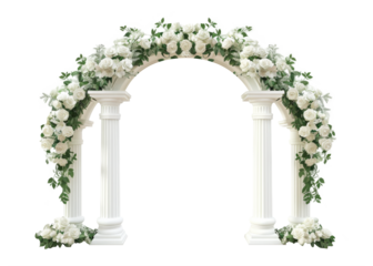 A wedding arch with columns isolated on transparent background.
