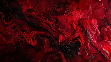 Meubelstickers Dark red and black liquid marble background. © Sansha Creation