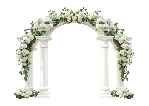 A wedding arch with columns isolated on transparent background.