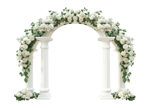 A wedding arch with columns isolated on transparent background.