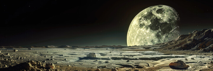 A planet landscape with Moon poster.