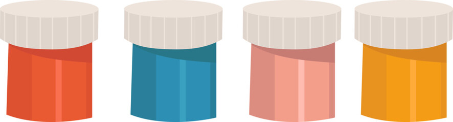 jars with paint for drawing, on a white background vector