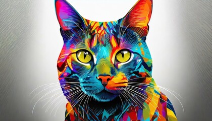 Brightly colored cat logo. Innovative Artwork,