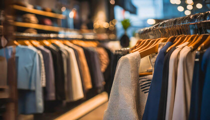 Fototapeta premium Fashionable clothing at a London boutique