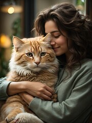 A Tender Moment Between Human and Feline

