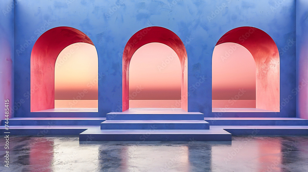 Poster architectural minimalism meets abstract design, creating a space where geometric patterns and vibran