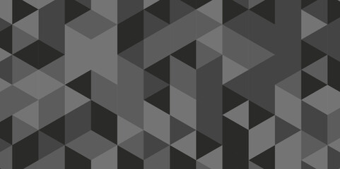 Seamless geometric pattern square shapes low polygon backdrop background. Abstract geometric wall tile and metal cube background triangle wallpaper. Gray and black polygonal background.