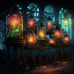 halloween night in the forest