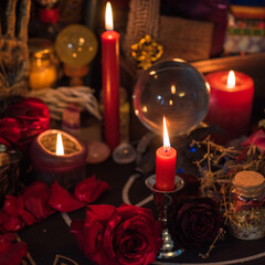 Concept of love magic, love spell attracting love, predictions of fate and other magic.	
