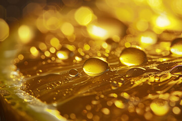 Juicy Lemon Macro, Warm Light Raindrops Close-Up