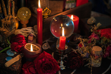 Concept of love magic, love spell attracting love, predictions of fate and other magic.	