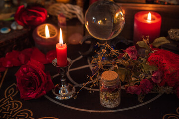 Concept of love magic, love spell attracting love, predictions of fate and other magic.	