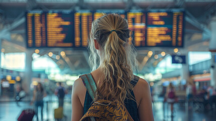 Fototapeta premium girl waiting at the airport