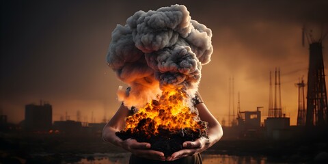 Visualizing environmental impact through carbon emissions and climate change awareness concept. Concept Climate Change, Carbon Emissions, Environmental Impact, Awareness, Visual Representation