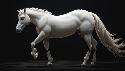 Obraz na płótnie Canvas Graceful White Equine Elegance on a Dark Canvas