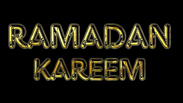 Ramadan Kareem Islamic event text font design 2024 golden glow animation video