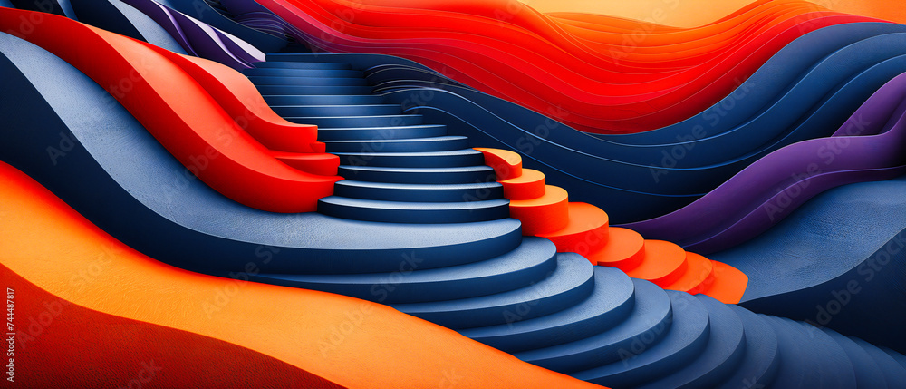 Poster an abstract journey of color and motion, where dynamic waves and vibrant patterns create a backdrop 