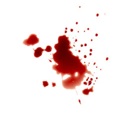 Real blood, bloody stains, drops, splashes isolated on white, PNG - 744487861