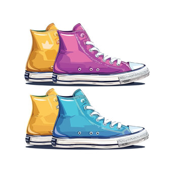 Colorful Shoes and Casual Footwear Sideiewector