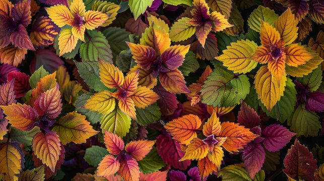 images featuring a symphony of Coleus varieties with artistic foliage.