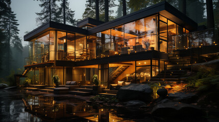 Obraz premium modern house in the night