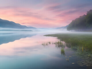 Fototapeta premium sunrise over the lake