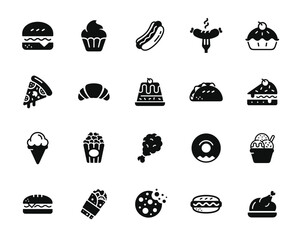 Fast food icon set isolated on transparent background