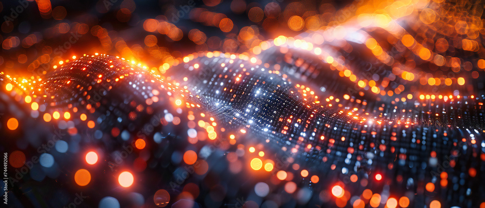 Aufkleber a vision of the future, where science and technology merge in a network of digital connections and g
