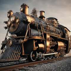 Naklejka premium Locomotive in steampunk style.