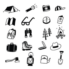 Fototapeta premium Collection with camping elements,
