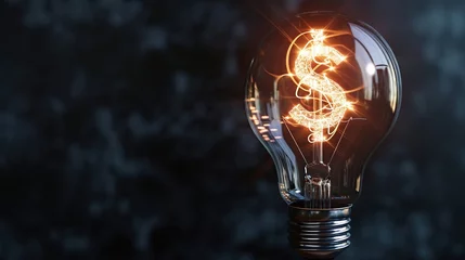 Foto op Plexiglas light bulb with the light shape of a dollar symbol shining inside the light bulb, idea and money concept © Beny